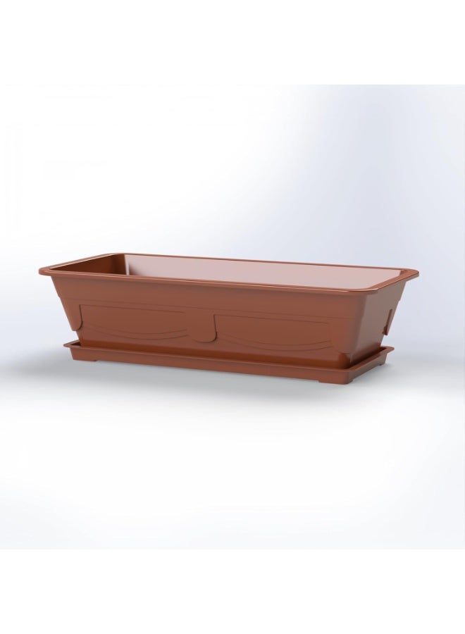 Marcolo 57CM Rectangular Plastic Flowerpot , Durable, Weather-Resistant Planter for Indoor & Outdoor Use (Terracotta) - Image 1